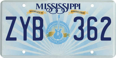 MS license plate ZYB362