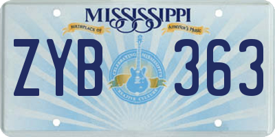MS license plate ZYB363