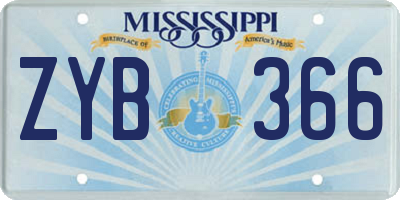 MS license plate ZYB366