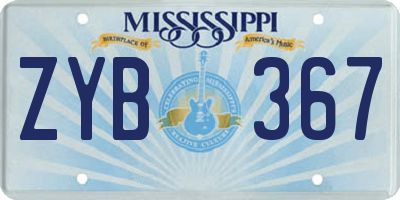 MS license plate ZYB367
