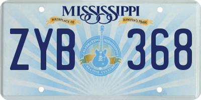 MS license plate ZYB368