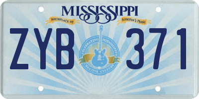 MS license plate ZYB371