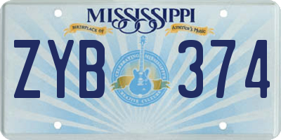 MS license plate ZYB374