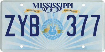 MS license plate ZYB377