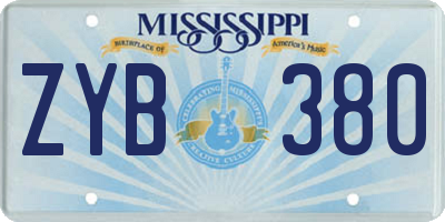 MS license plate ZYB380