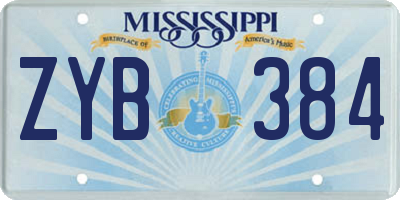MS license plate ZYB384