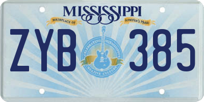 MS license plate ZYB385