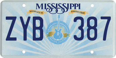 MS license plate ZYB387