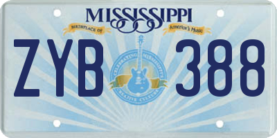 MS license plate ZYB388