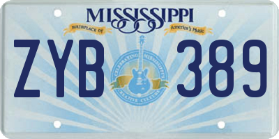 MS license plate ZYB389