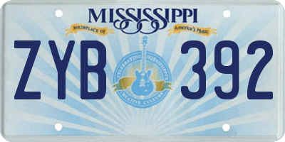 MS license plate ZYB392