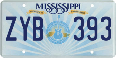 MS license plate ZYB393