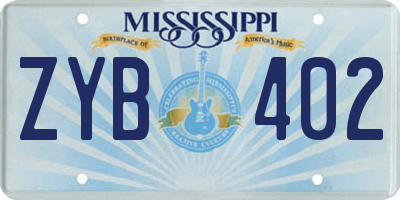 MS license plate ZYB402
