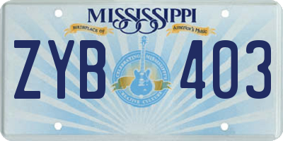 MS license plate ZYB403