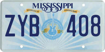MS license plate ZYB408
