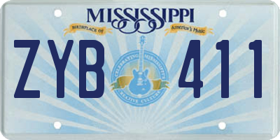 MS license plate ZYB411