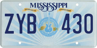 MS license plate ZYB430