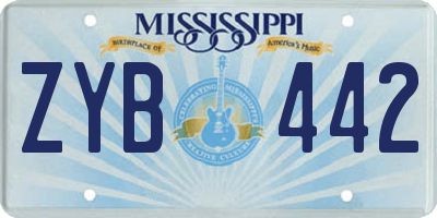 MS license plate ZYB442