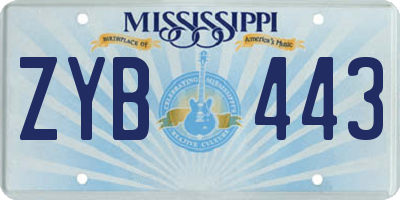 MS license plate ZYB443