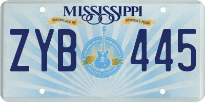 MS license plate ZYB445