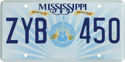 MS license plate ZYB450