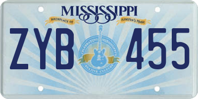 MS license plate ZYB455