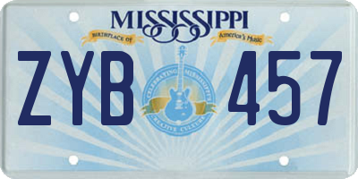 MS license plate ZYB457