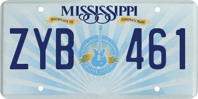 MS license plate ZYB461