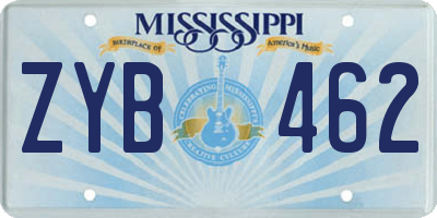 MS license plate ZYB462