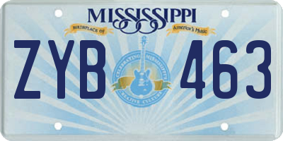 MS license plate ZYB463
