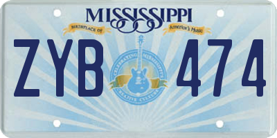 MS license plate ZYB474