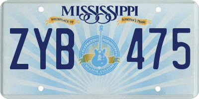 MS license plate ZYB475