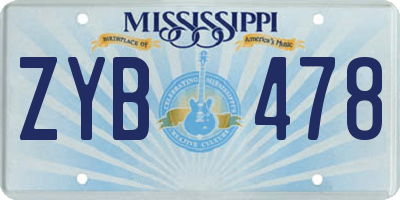 MS license plate ZYB478
