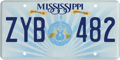 MS license plate ZYB482