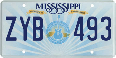 MS license plate ZYB493