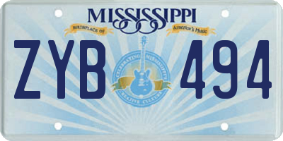 MS license plate ZYB494