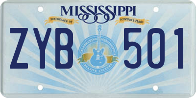 MS license plate ZYB501