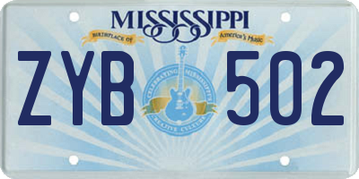 MS license plate ZYB502