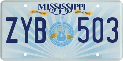 MS license plate ZYB503