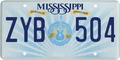 MS license plate ZYB504