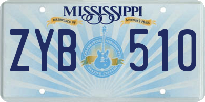 MS license plate ZYB510