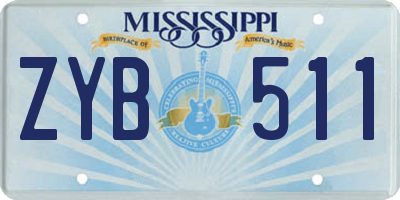 MS license plate ZYB511