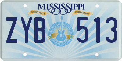 MS license plate ZYB513