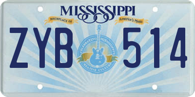 MS license plate ZYB514