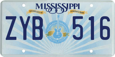MS license plate ZYB516
