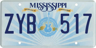 MS license plate ZYB517