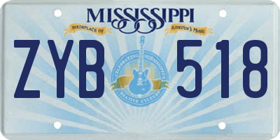 MS license plate ZYB518