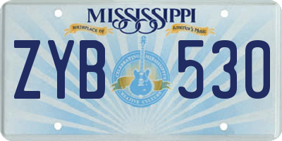 MS license plate ZYB530
