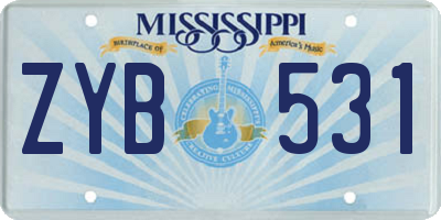 MS license plate ZYB531