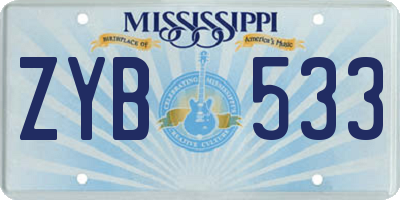 MS license plate ZYB533